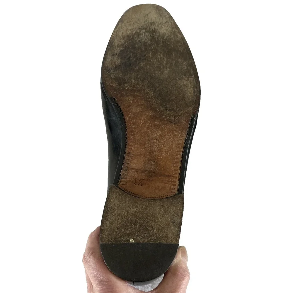 Aldrovandi Men's Black Leather Slip-On Loafers Hand made in Italy US 10.5 EU 9.5